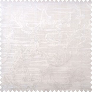 Cream and beige color traditional floral leaf swirl designs with texture finished horizontal lines polyester main curtain